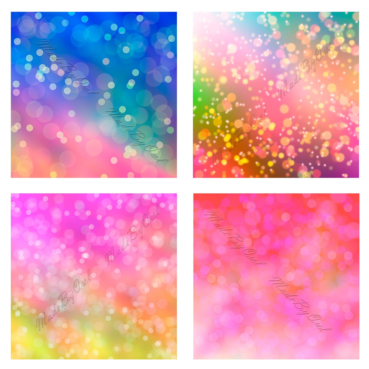 Neon Bokeh Digital Backgrounds | Ombre Bokeh Digital Backdrops
