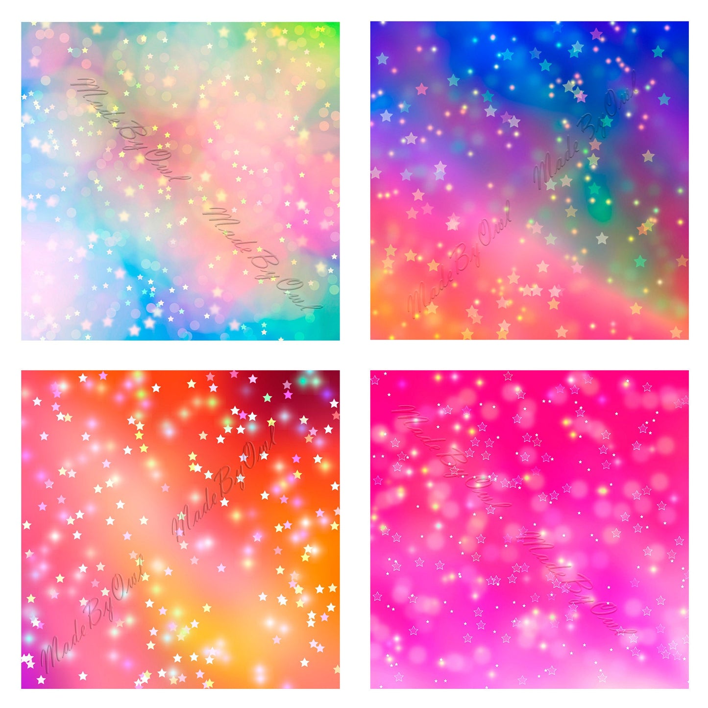 Stars Bokeh Digital Backgrounds, Ombre Backdrops Instant Download