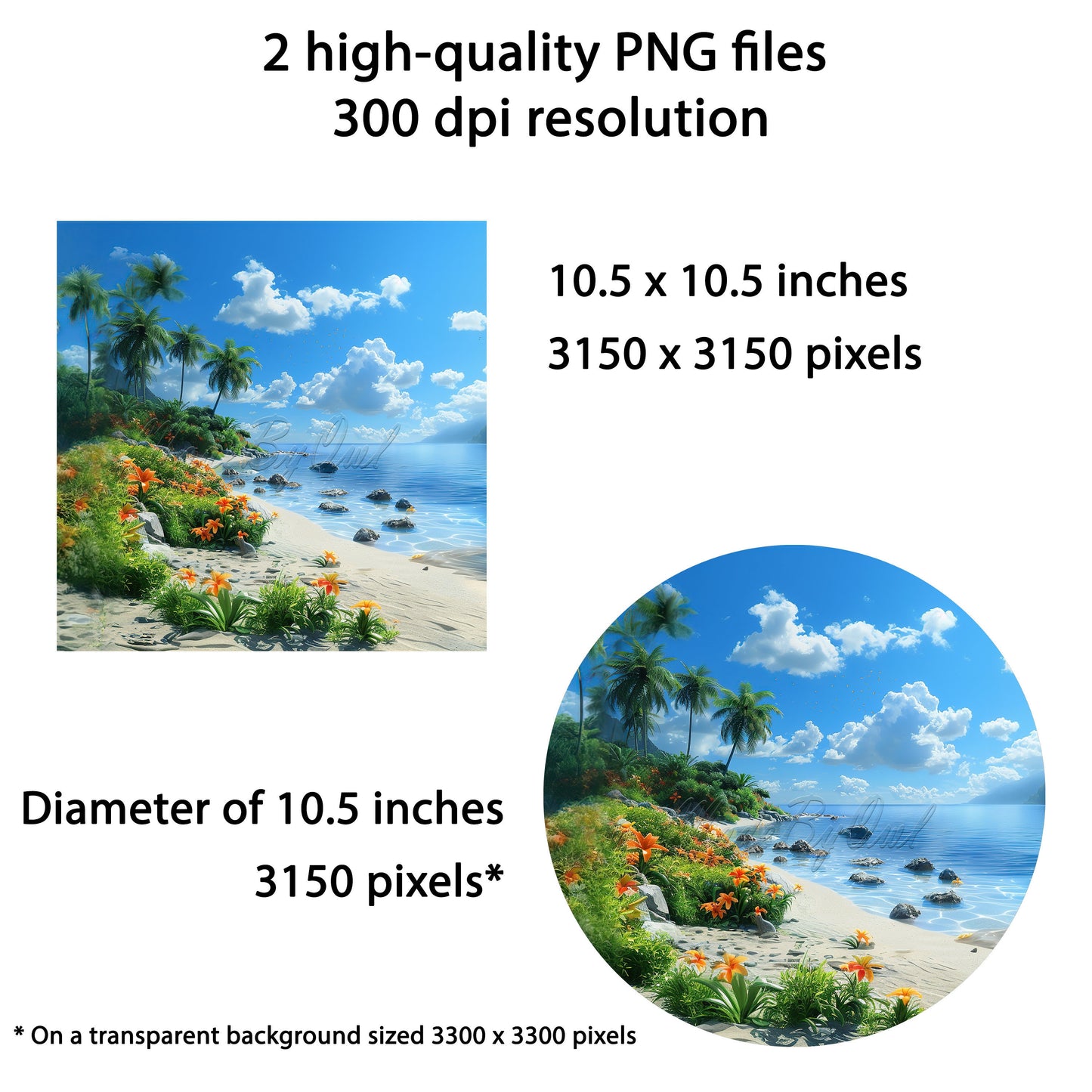 Sunny Beach Wind Spinner Design – Sublimation PNG Download