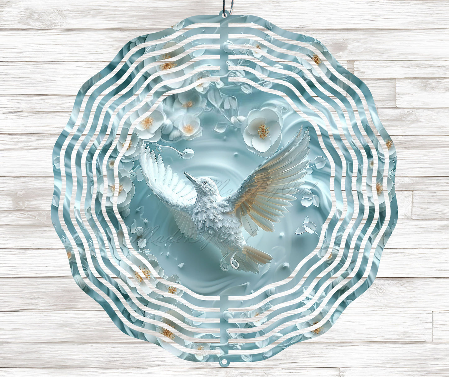 3D Flying Bird Wind Spinner PNG, Sublimation Design, White Bird and Flowers 3D PNG, Wind Spinner Template, Windspinner PNG, Digital Download