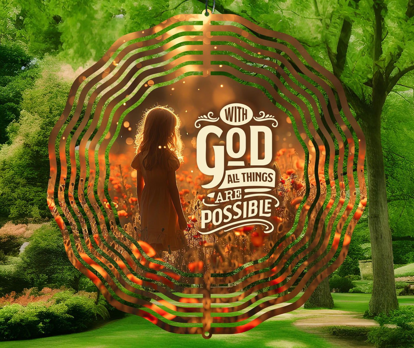 Poppies Wind Spinner PNG, With God All Things Are Possible, Christian Quote Wind Spinner PNG Sublimation Design, Religious PNG Download