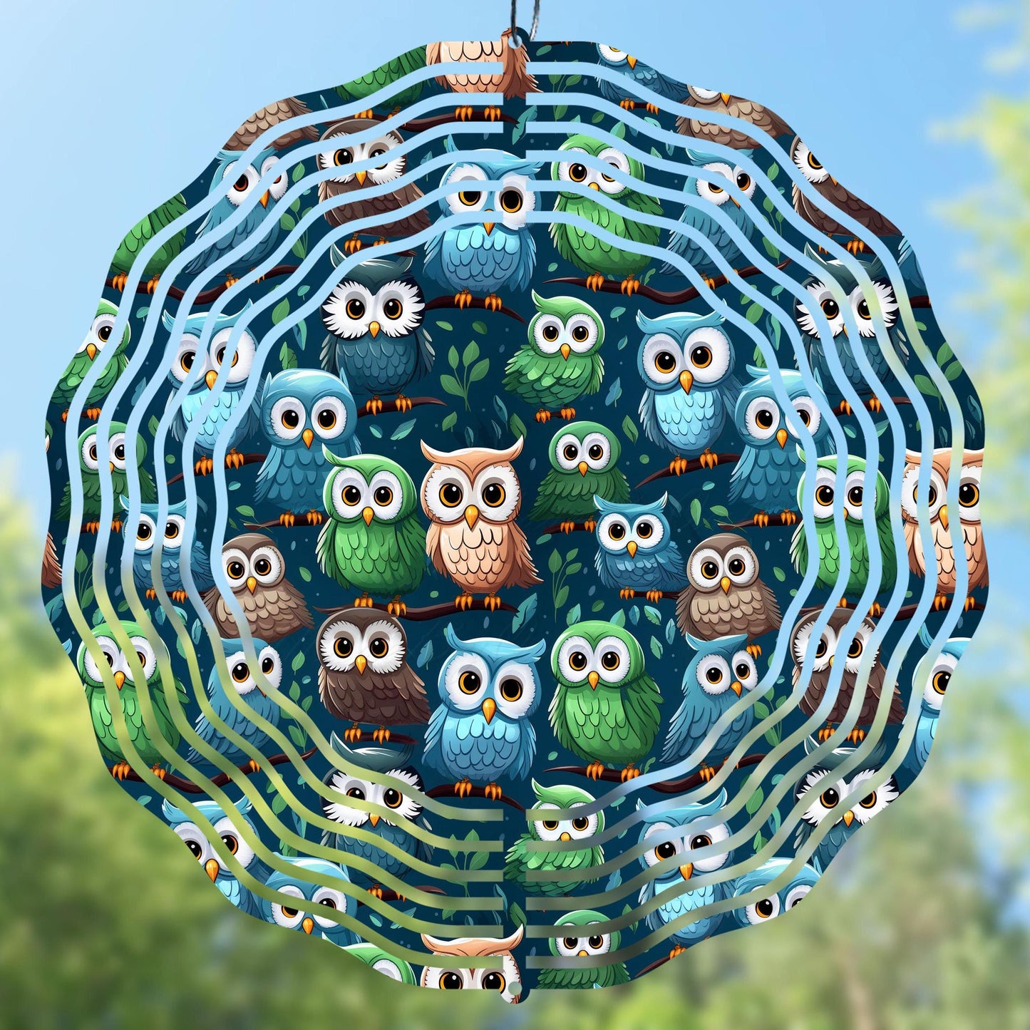 Owls Wind Spinner PNG, Funny Little Owls Wind Spinner Design, Square and Round Birds Sublimation PNG, Cute Owl Pattern, Digital Download