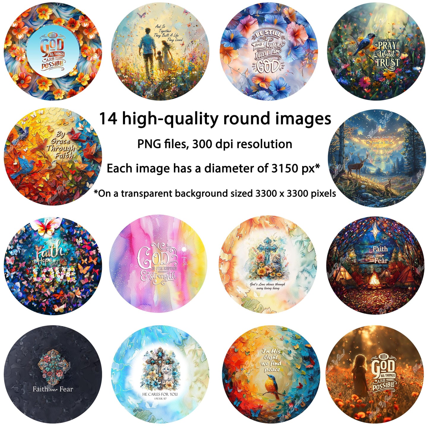 Christian Wind Spinner PNG Bundle, Religious PNG, Faith Over Fear, Spinner Sublimation Designs, Motivational & Christian quotes, Bible Verse