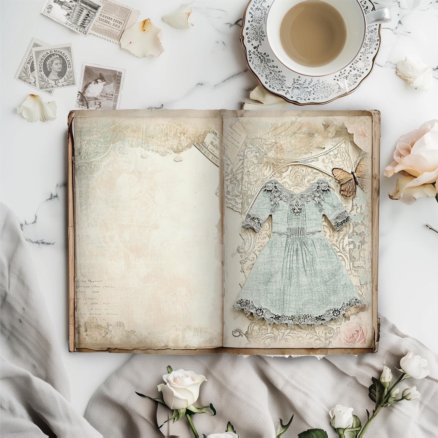 Vintage Fashion Junk Journal Kit, Digital Download