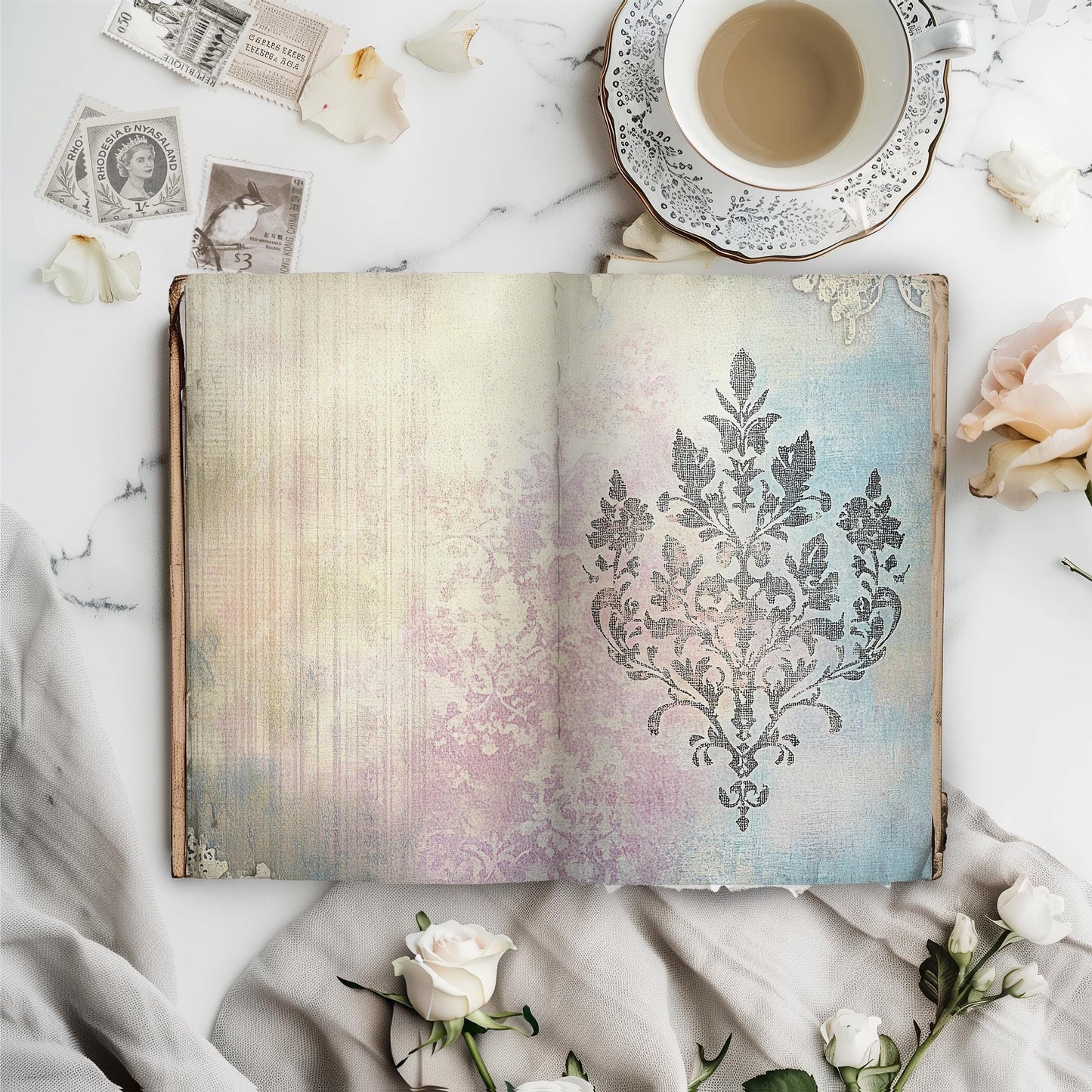 Victorian Textured Patterns, Distressed Victorian Junk Journal Paper