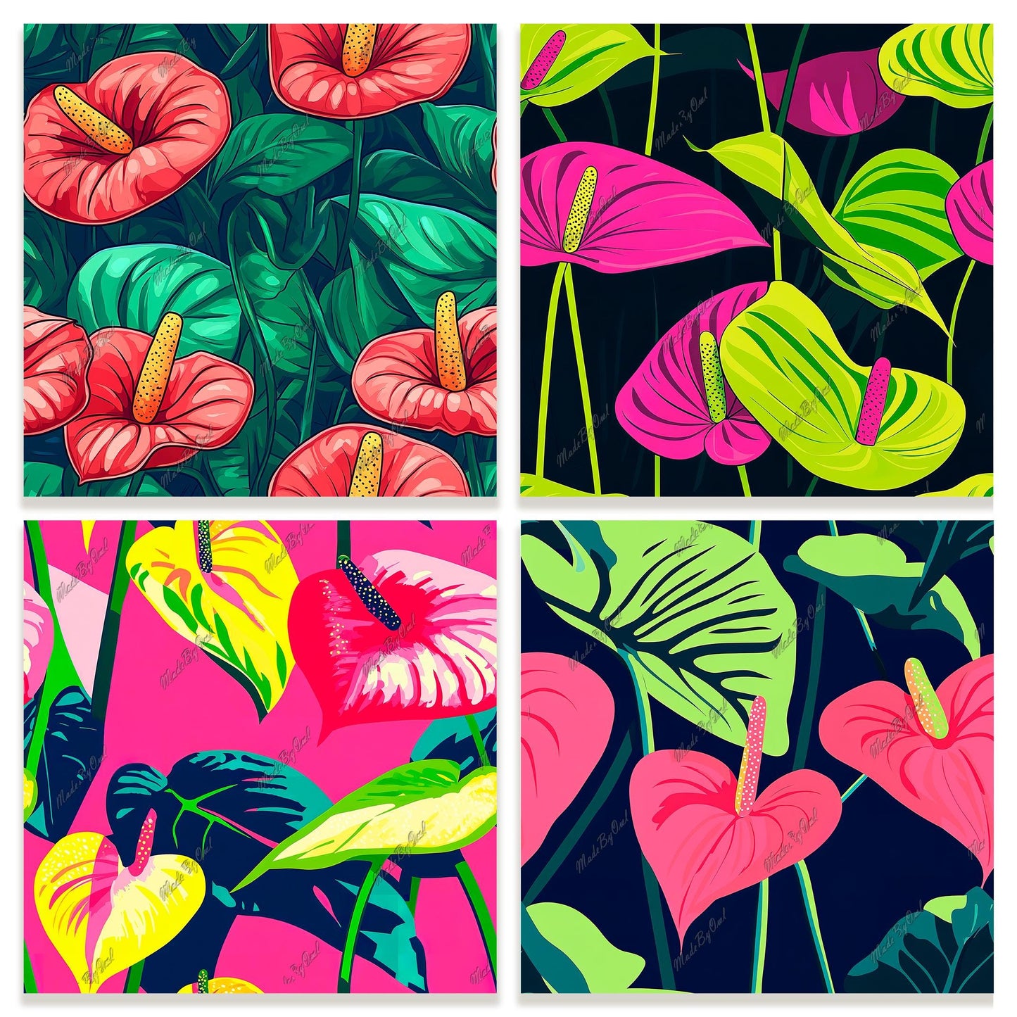 Anthurium Digital Paper Pack | Seamless Digital Download