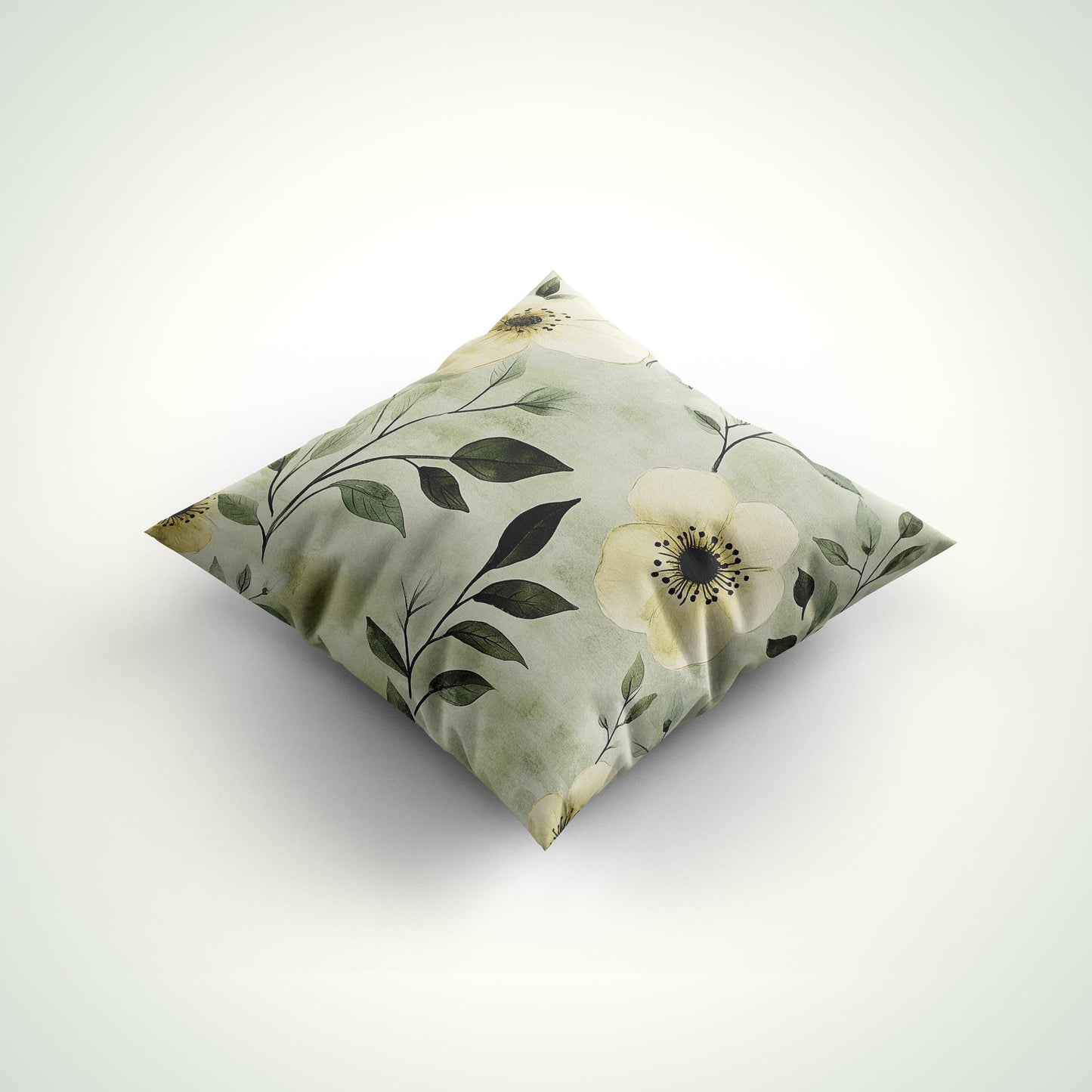 Sage Green Floral Tileable Patterns, Watercolor Flower Backgrounds