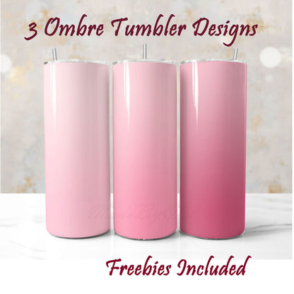 Blush pink ombre tumbler wraps sublimation mini bundle – 3 gradient designs