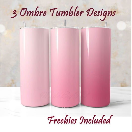 Blush pink ombre tumbler wraps sublimation mini bundle – 3 gradient designs