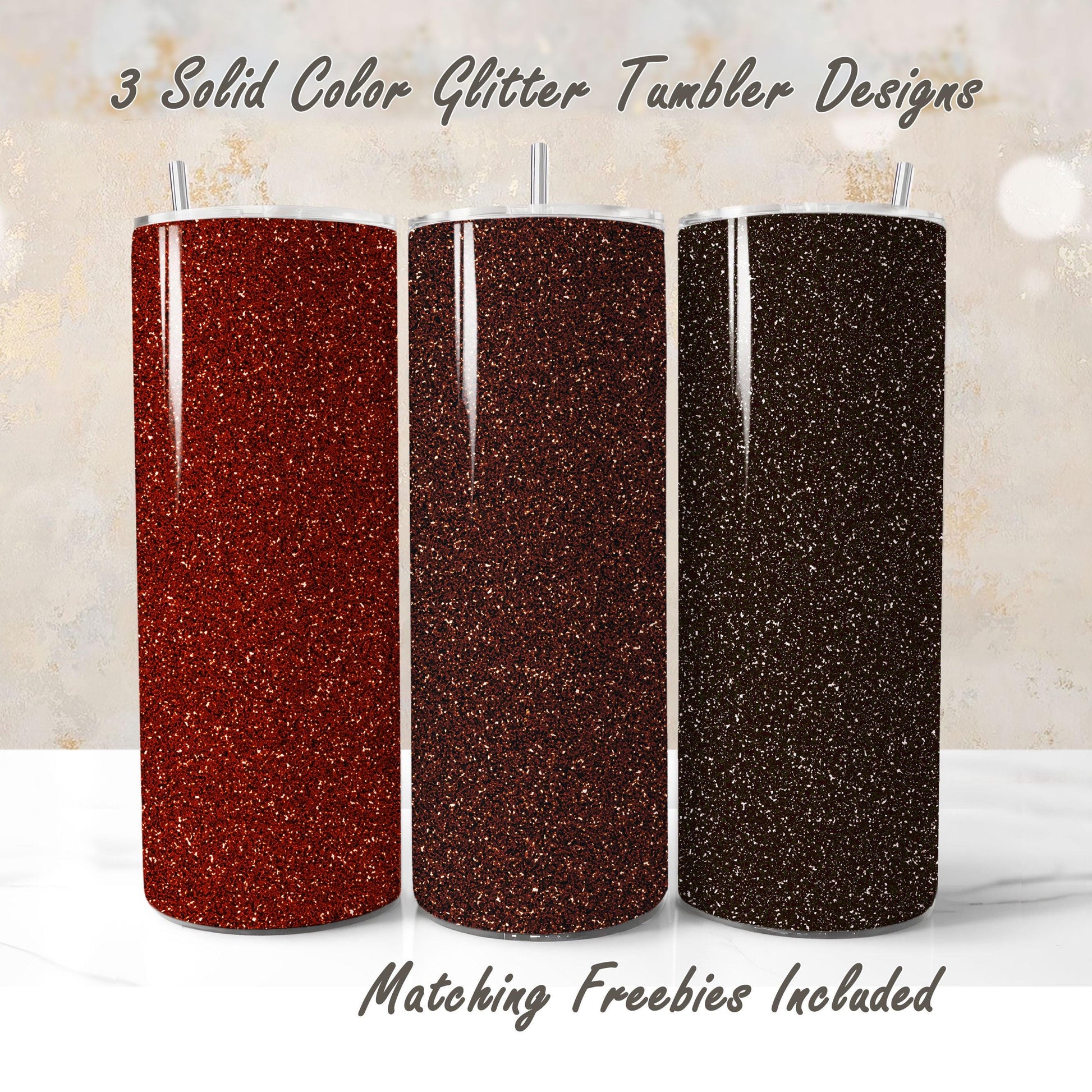 Three tumbler wrap designs in different brown shades for 20oz skinny straight tumblers
