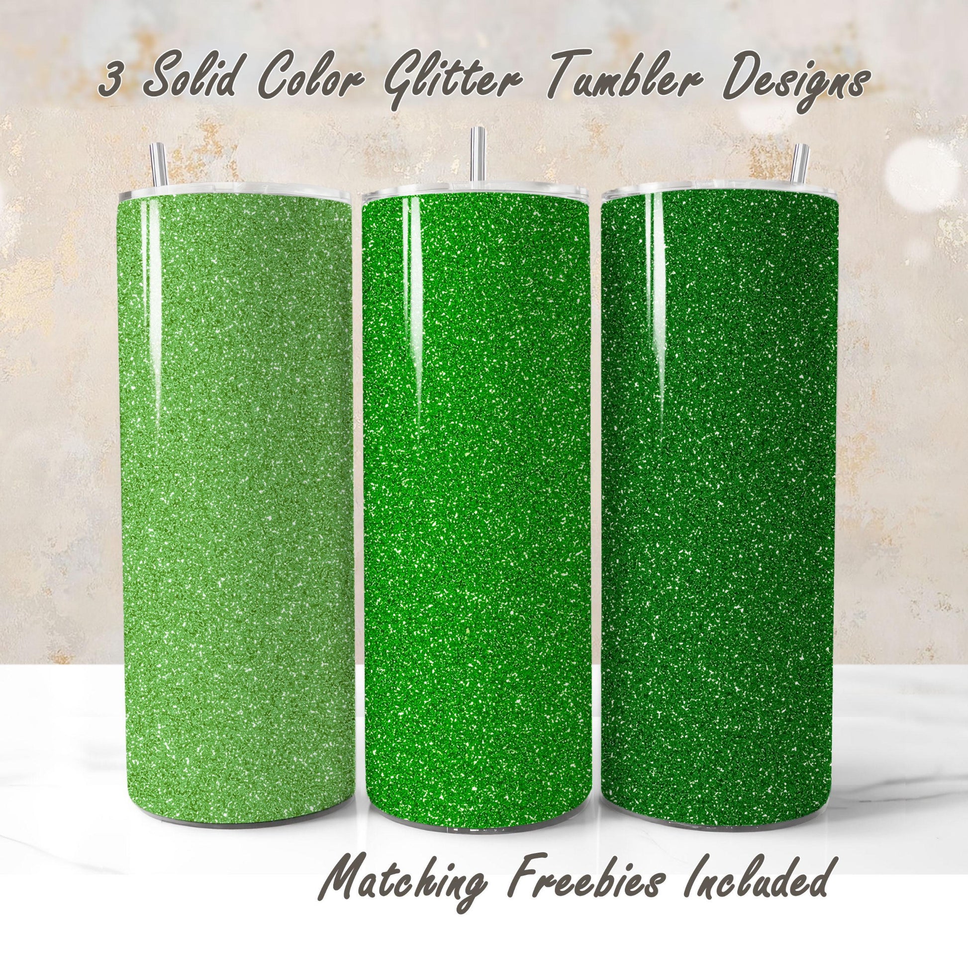 Three grass green glitter tumbler sublimation wrap designs showing different shade variations for 20oz tumblers