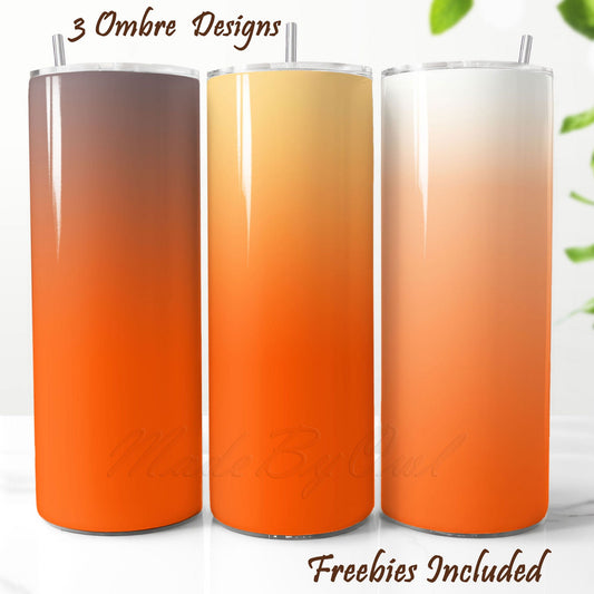 Orange ombre tumbler wraps mini bundle – three colorful gradient designs