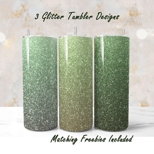 Set of 3 sage green tumblers sublimation designs, for DIY and commercial use.