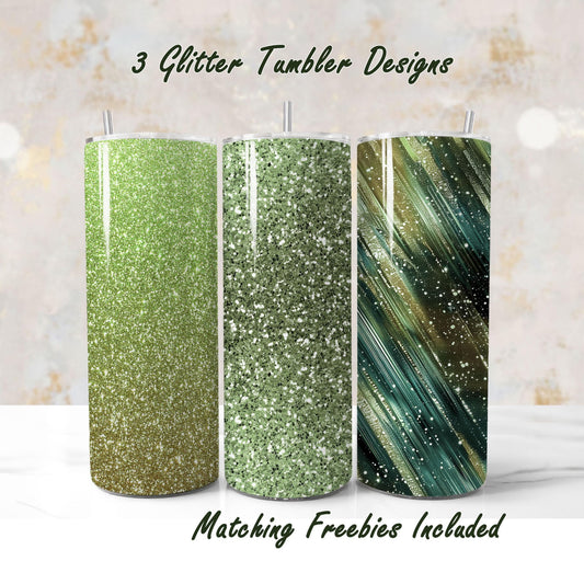 Three glitter tumbler wraps, sublimation designs, including Milky Way, for DIY and commercial use.