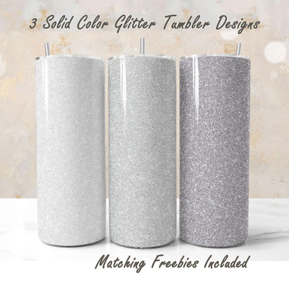 Three glitter tumbler designs, 3 shades of grey for DIY and commercial use.