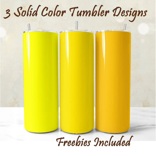 Three stunning yellow tumbler wrap designs perfect for creating professional 20oz personalized drinkware
