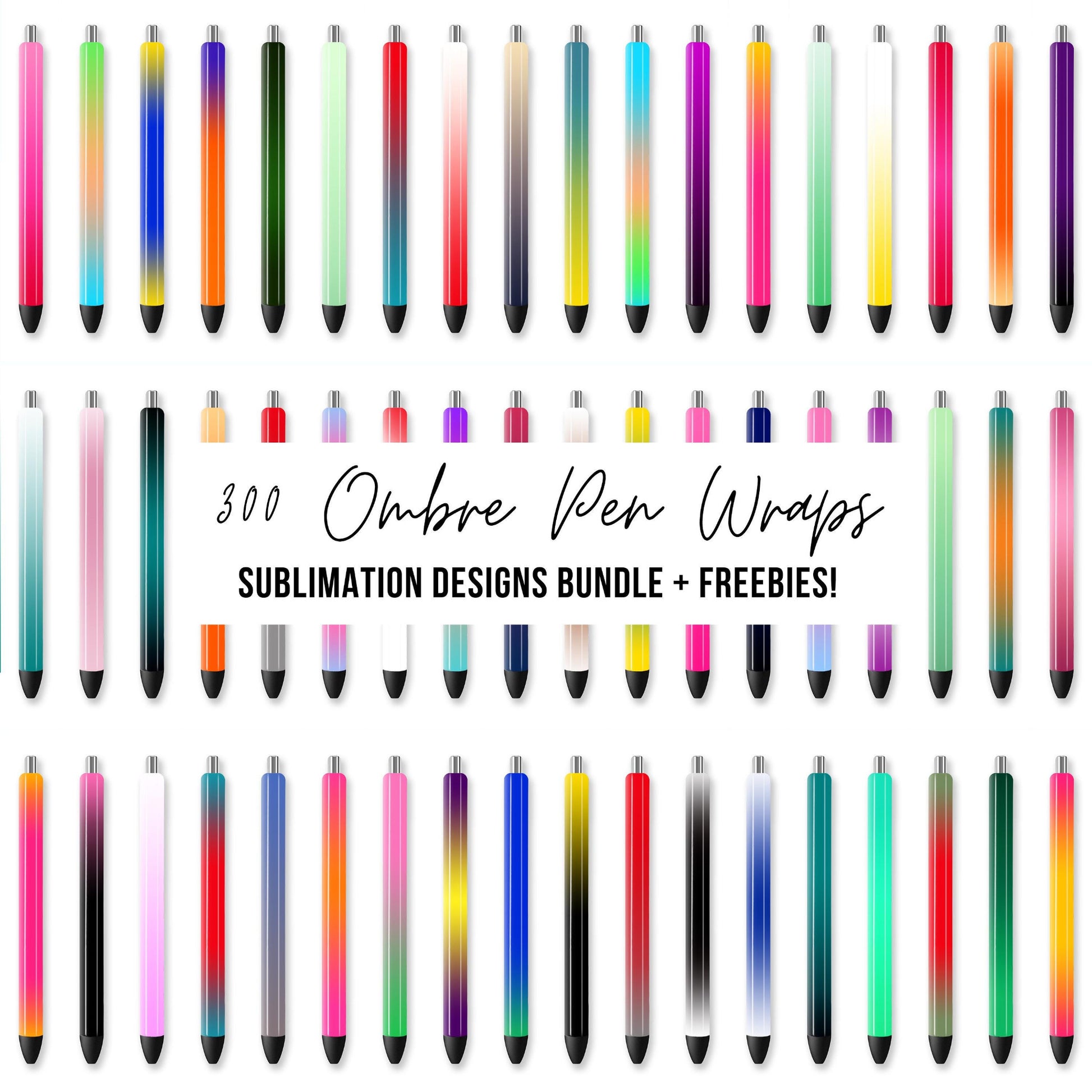 Colorful ombre pen wraps sublimation designs