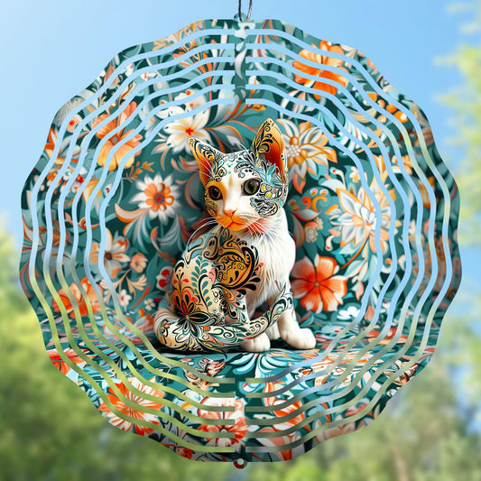 High-resolution 3D Cat Wind Spinner Sublimation Design. Digital download for crafting personalized gifts, outdoor décor, or custom shop items.