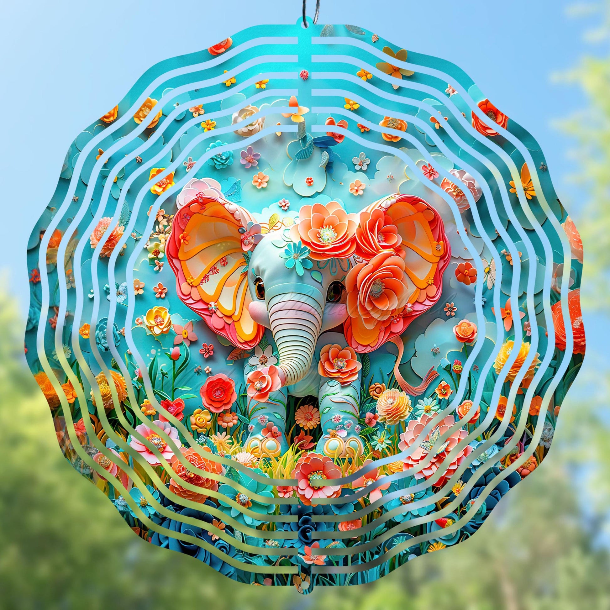3d cute baby elephant wind spinner sublimation design