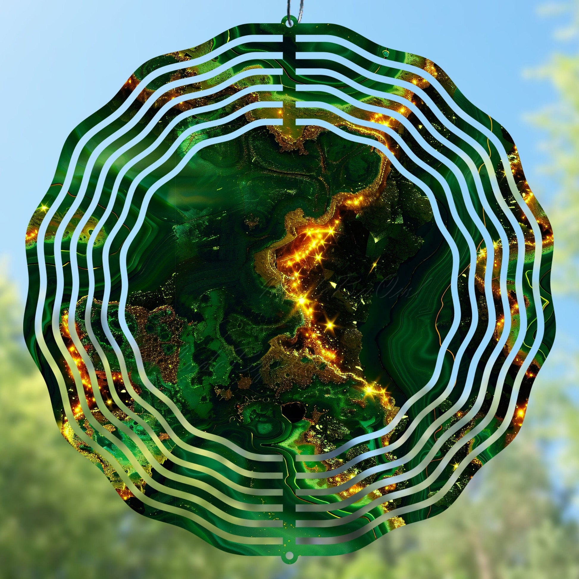 3d emerald green geode wind spinner sublimation design, preview