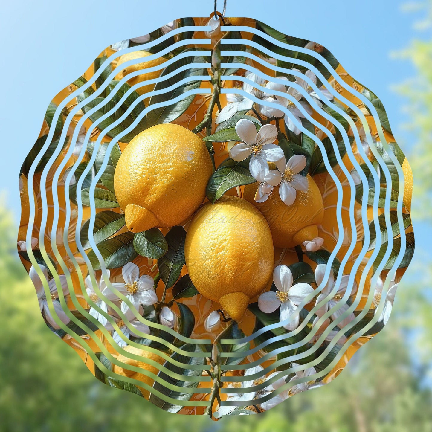 3d wind spinner sublimation design with lemons and flowers