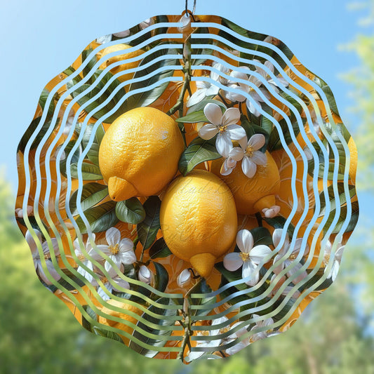 3d wind spinner sublimation design with lemons and flowers