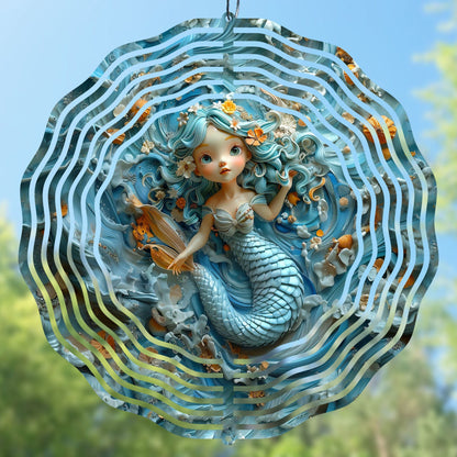 3D mermaid wind spinner sublimation design preview