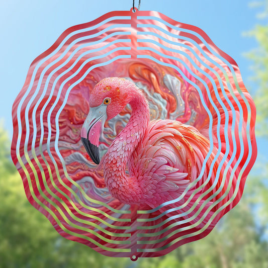 3D Pink Flamingo Wind Spinner Sublimation Design