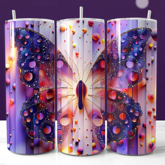 Purple tumbler wrap with a butterfly design. High-quality PNG for creating professional, eye-catching tumblers for personal projects or commercial sales.