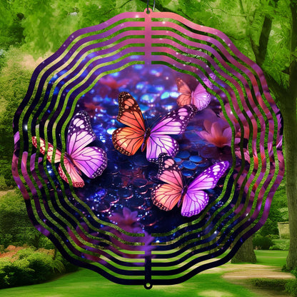 3d purple butterfly wind spinner sublimation design, high quality