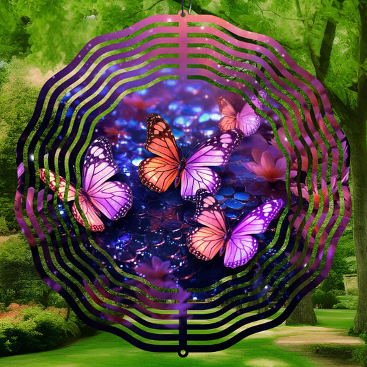 3d purple butterfly wind spinner sublimation design, high quality