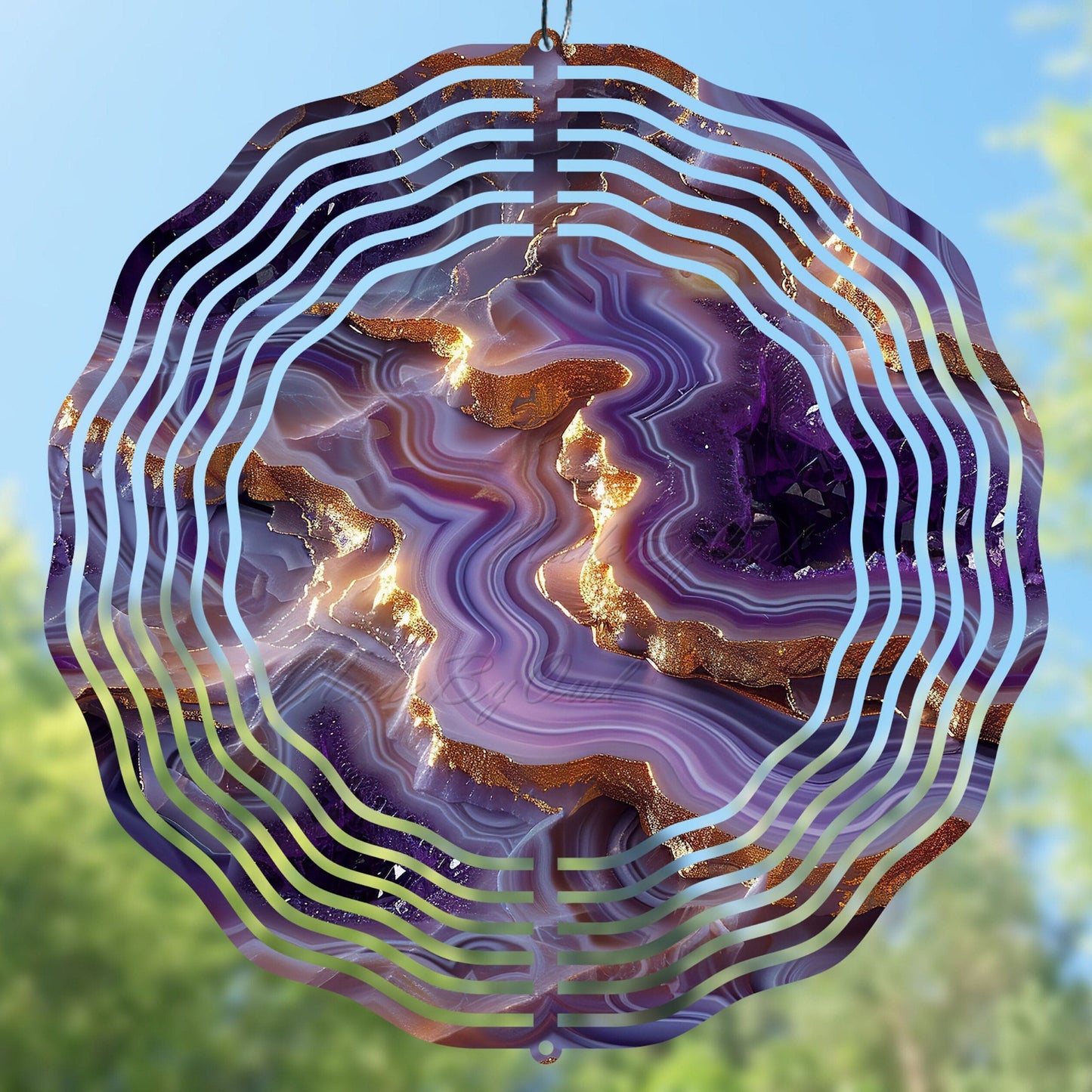 3D purple gold geode wind spinner sublimation design preview