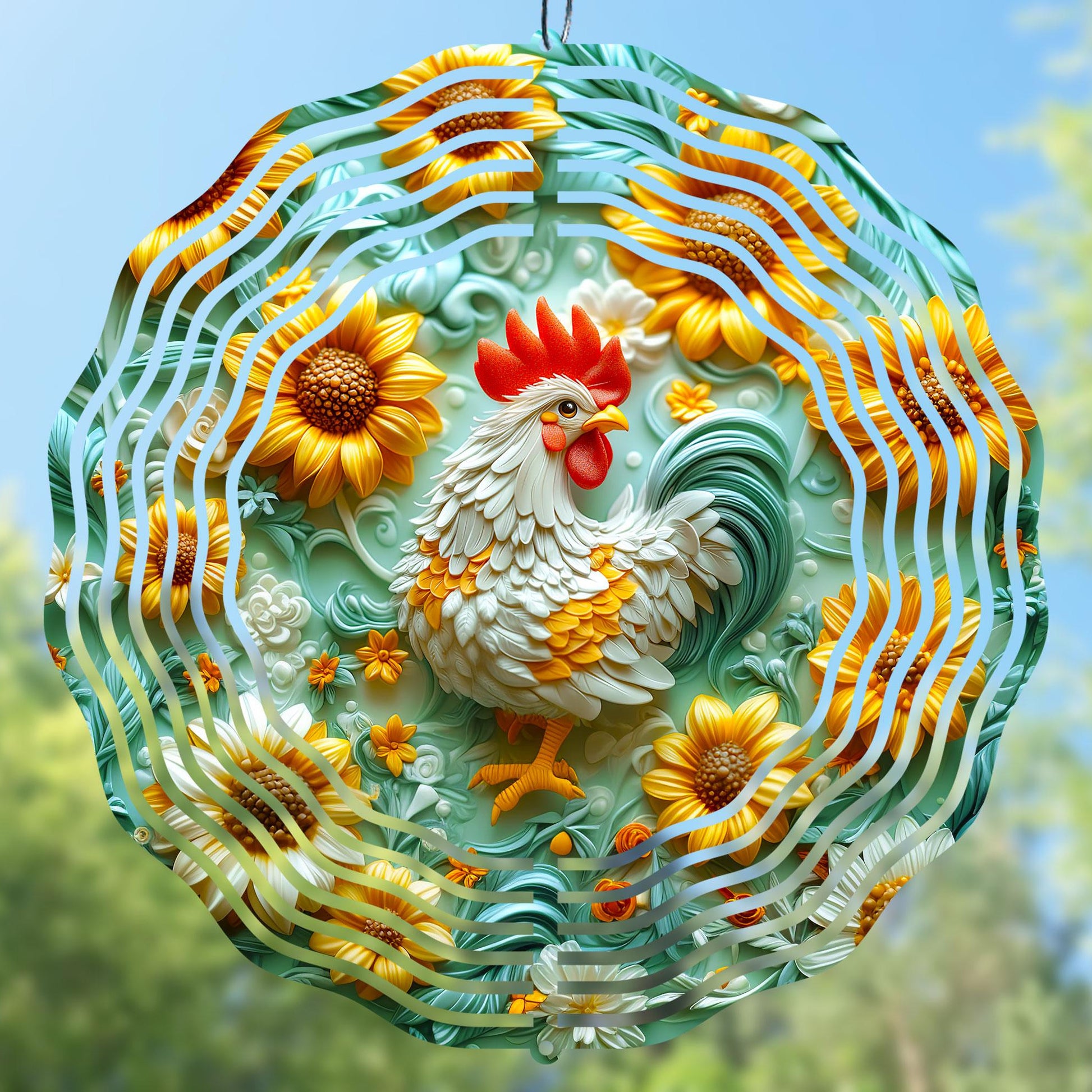 High-res 3D rooster wind spinner design, suitable for various creative projectsю