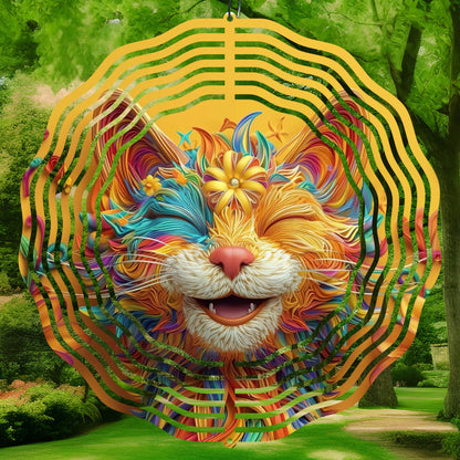3D smiling ginger cat wind spinner sublimation design preview