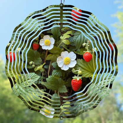 3d strawberry and flowers wind spinner sublimation design