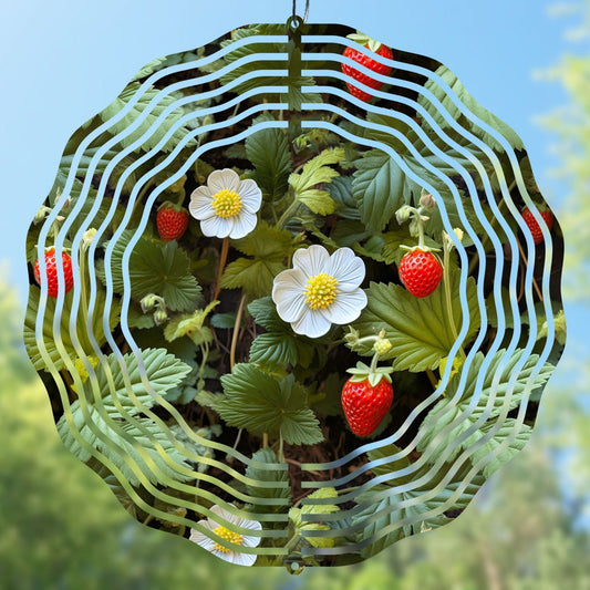 3d strawberry and flowers wind spinner sublimation design