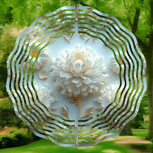 wind spinner sublimation design with 3D white flower