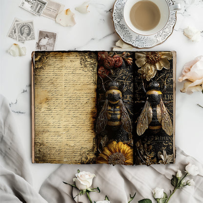 Gothic Bee Junk Journal Kit, Printable, 90+ Elements