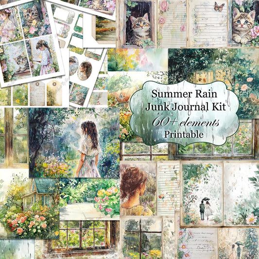 Rainy Day Junk Journal Kit, Summer Ephemera