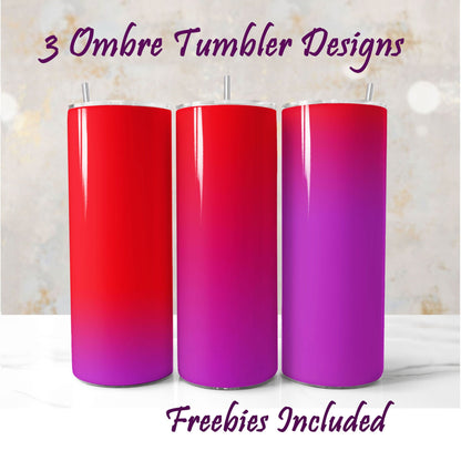 Red to Purple tumbler wraps, sublimation designs for DIY and commercial use.