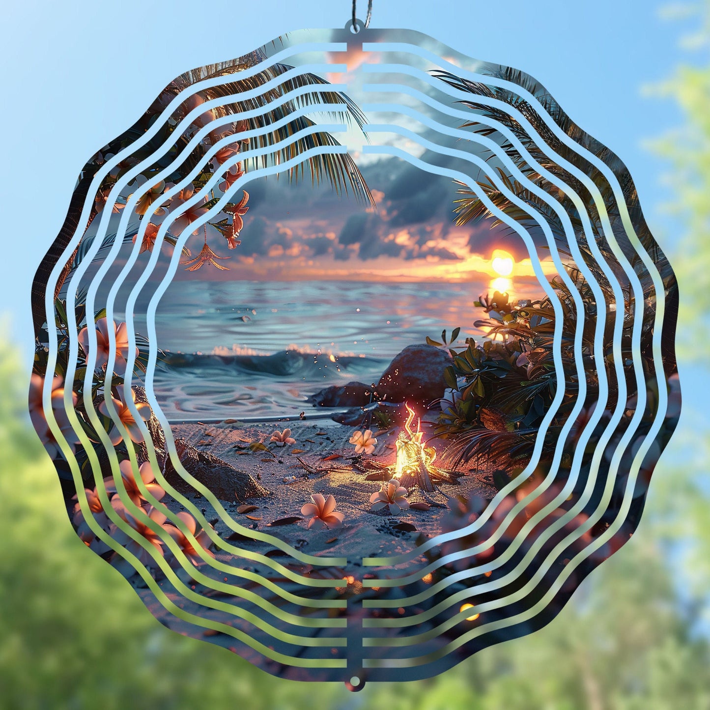 Beach Sunset Wind Spinner Sublimation Design for personalized projects and creative sublimation items.