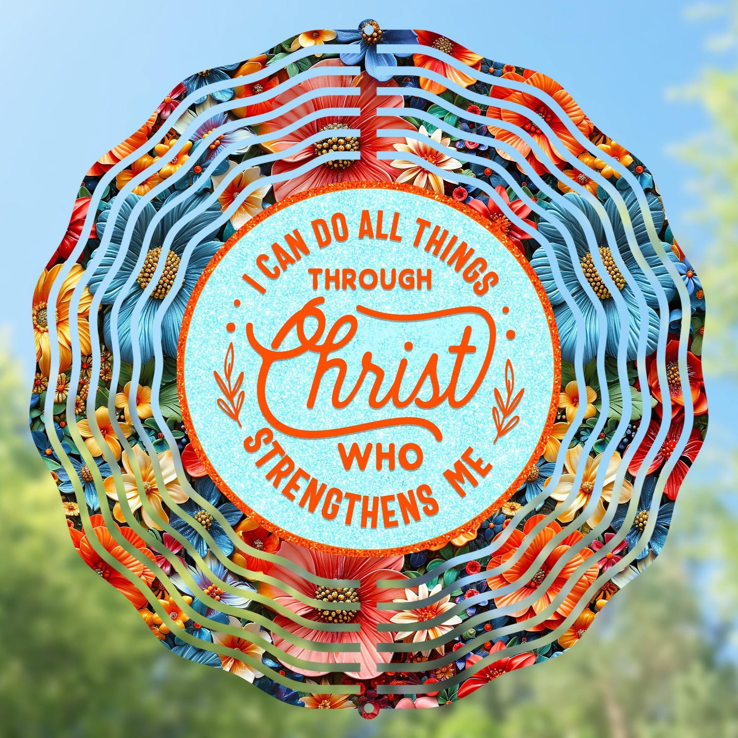 Christian wind spinner design with motivational quote, preview