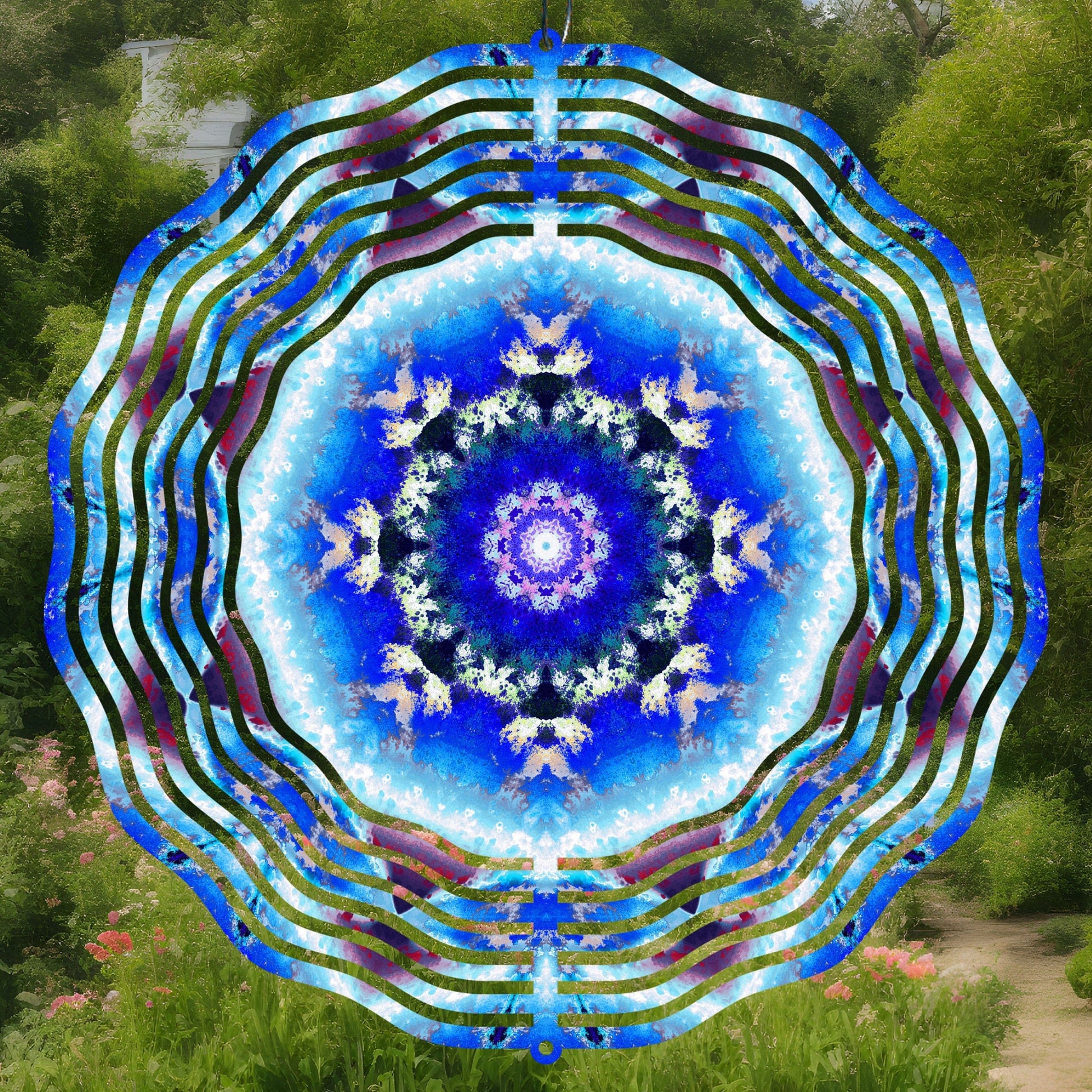 Blue mandala wind spinner sublimation design