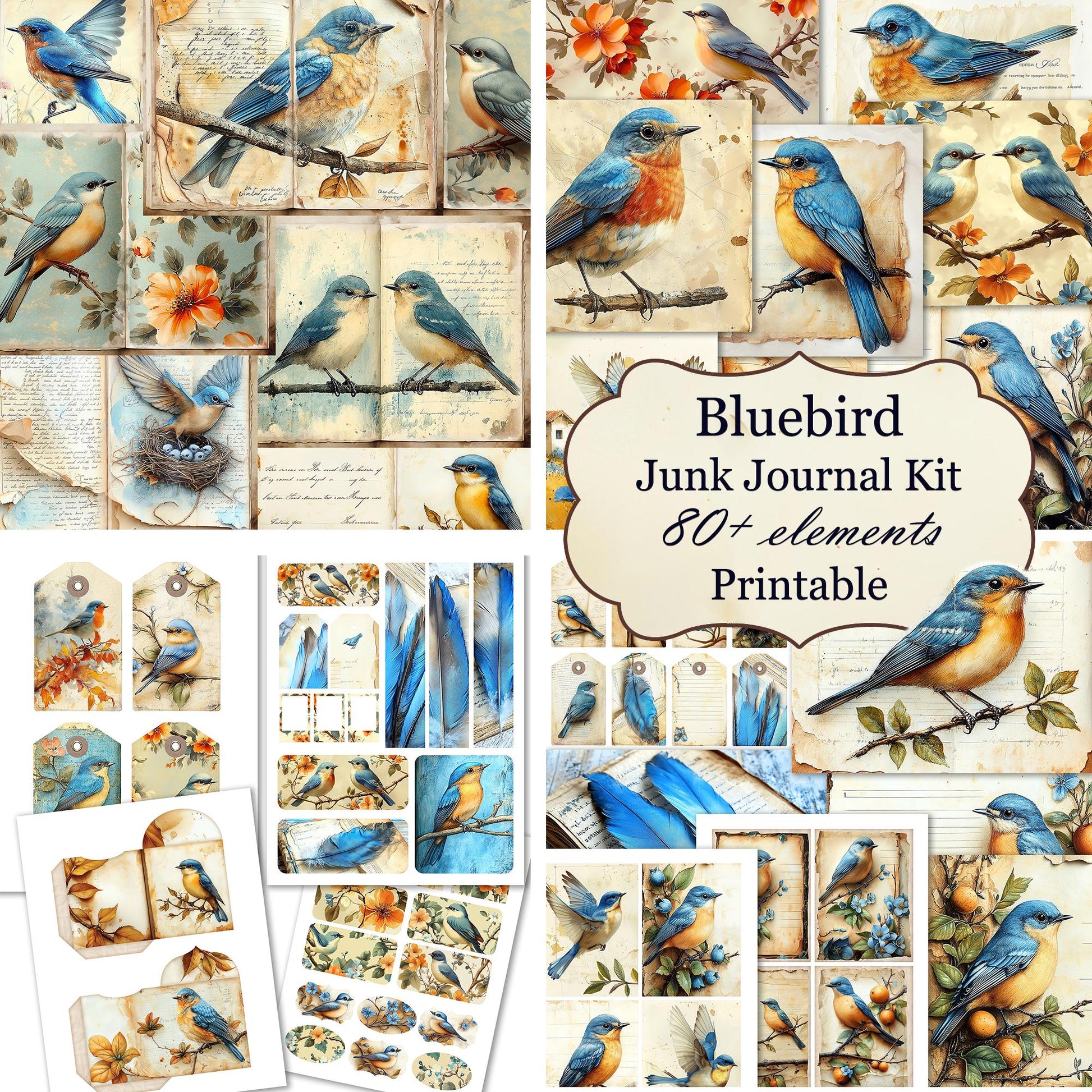 luebird Junk Journal Kit! Beautiful printable ephemera