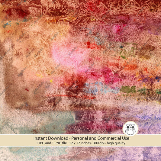 Brown and pink grunge background with beige areas, burgundy marks, muted green patches, and a layered distressed texture.