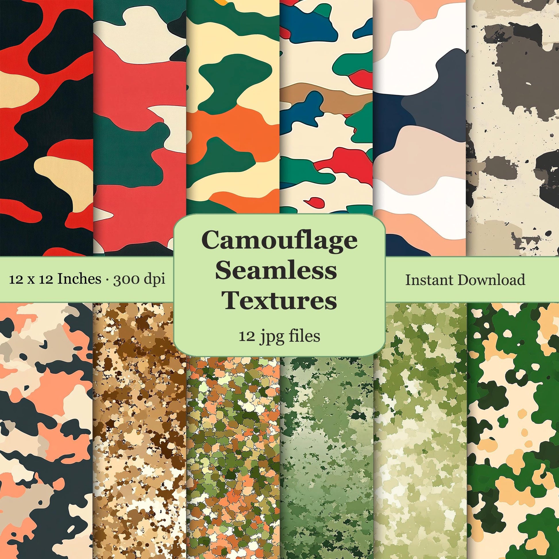 Collection of camouflage seamless textures