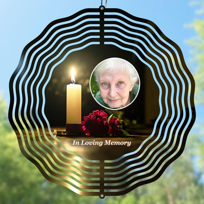 Memorial wind spinner design with candle. You can add a photo