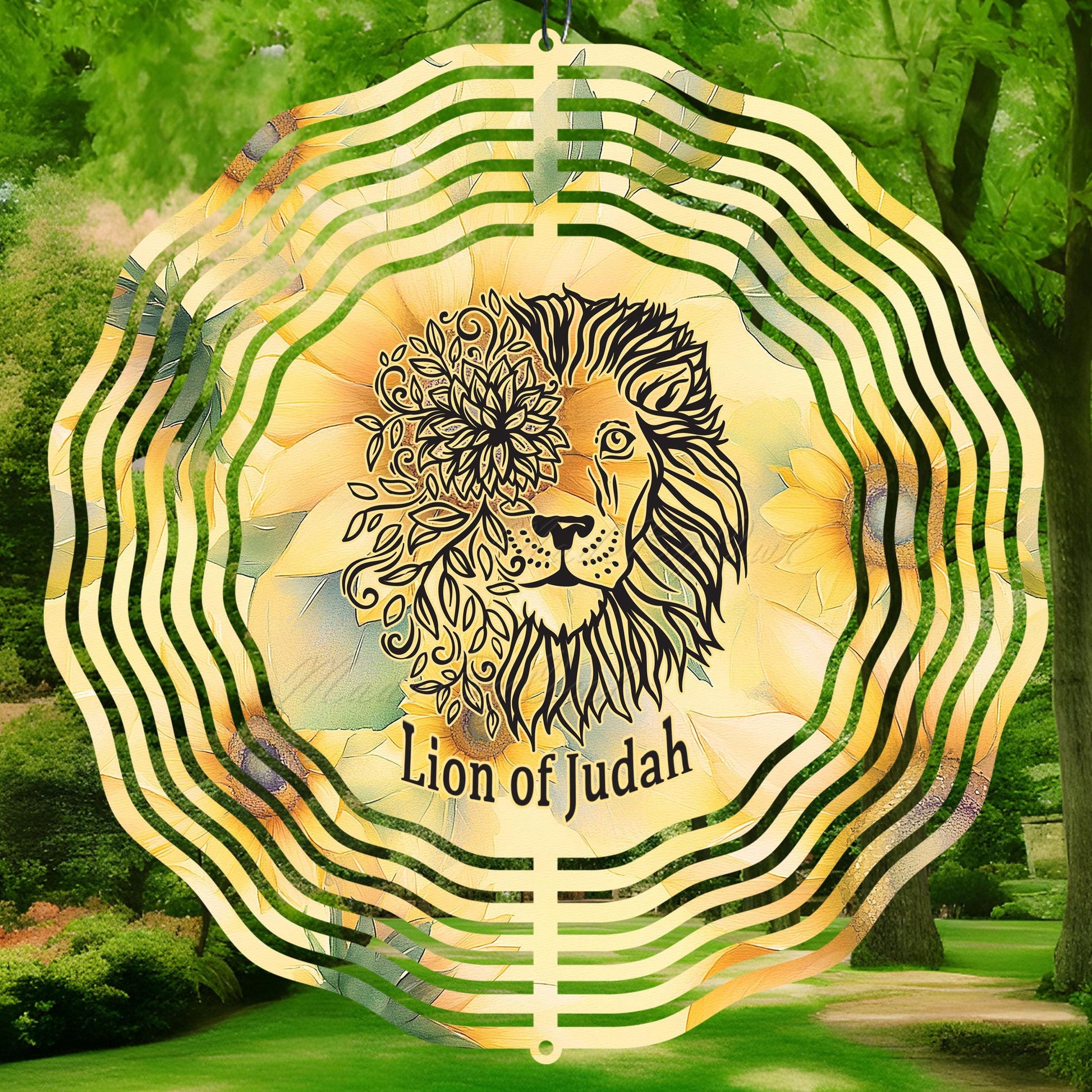Christian wind spinner design with a 'Lion of Judah' text, preview.