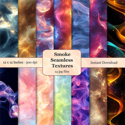 Collection of colorful smoke seamless textures. Digital Download. Personal and commercial use.