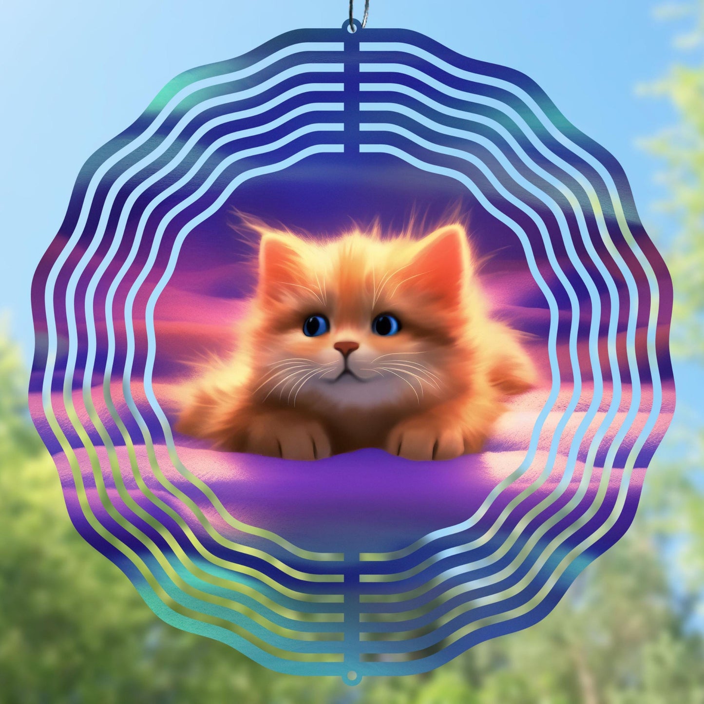 Cute Neon Red Cat Wind Spinner design, high-resolution.